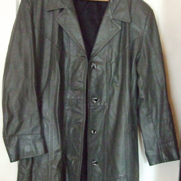 Leather long Coat, Soft Medium Gray, eXcelled ? - Picture 2 of 6